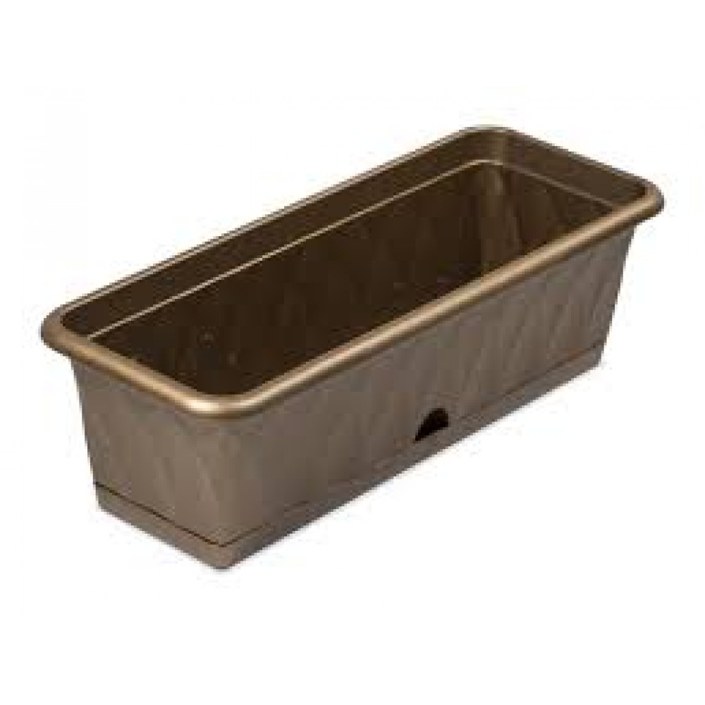 Ящик балконный 58,5см песочный с поддоном 