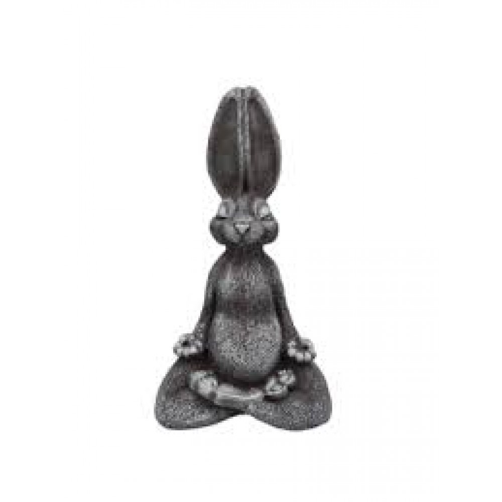 Фигура садовая полистоун Зайка ДЗЕН серебро Ф239с
