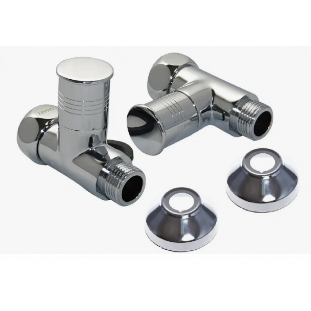 Вентиль для полотенцесушителя прямой 1"х1/2" гайка-штуцер круг хром