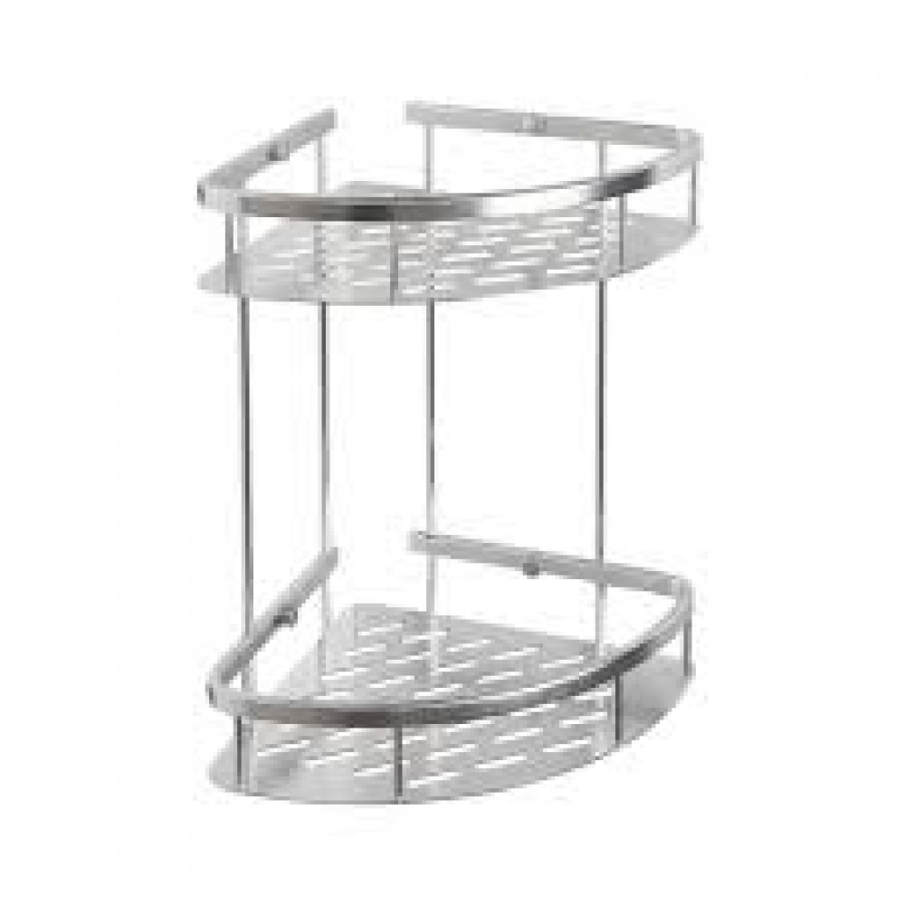 Полка д/ванной угловая двойная с литым дном сатин 75069 Полка д/ванной угловая двойная с литым дном сатин 75069