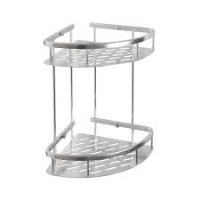 Полка д/ванной угловая двойная с литым дном сатин 75069