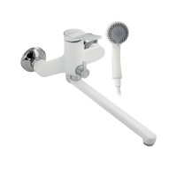 Смеситель для ванны FABIA силумин длинный излив белый (9671)