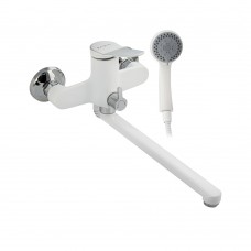 Смеситель для ванны FABIA с длинным изливом хром белая эмаль 9671