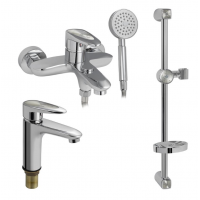 Смеситель для ванны+для раковины+душевая стойка с узором 2175 ХХХ