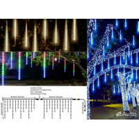 Гирлянда для дома БАХРОМА с насадками Снежинка 136 ламп LED 2,5м*1/0,1м IP-20 8реж.Белый 725-0013