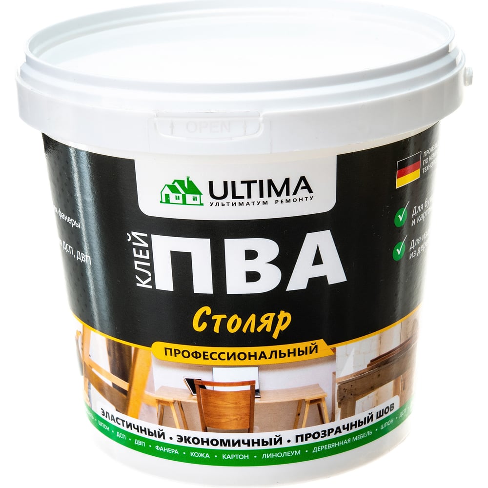 Клей ПВА Столяр ULTIMA 0,9кг ULTSTL09