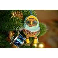 Украшение новогоднее подвесное Совушки 4шт 19,8*6,7*5см  12,0см  107-6537
