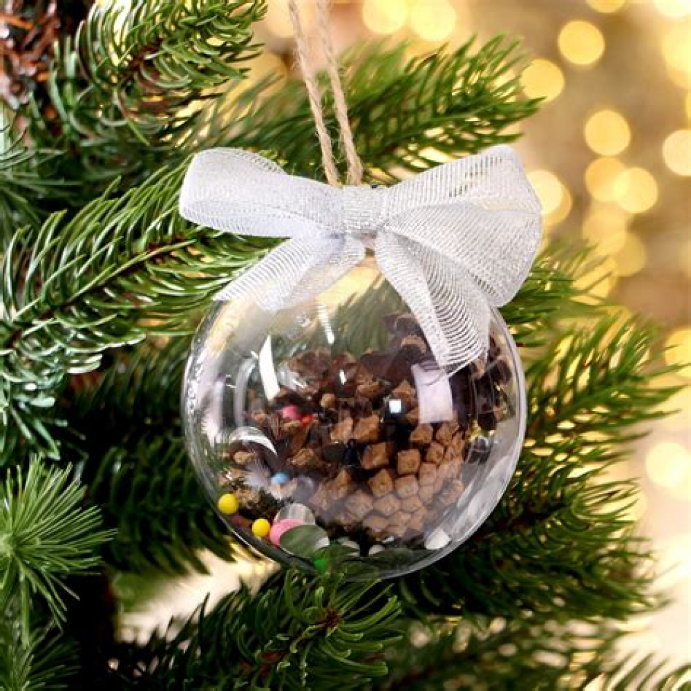 Шар новогодний Лесная сказка 8см, серебро 201-2263 Шар новогодний Лесная сказка 8см, серебро 201-2263