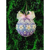 Шар новогодний Морозные кристалы 8см, золото 201-3238