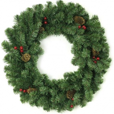 Венок хвойный новогодний Богатство шишек,леска,ПВХ,свечение тепл.белый d-60см 184-0042 АКЦИЯ