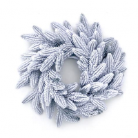 Венок хвойный новогодний Иней 60см литой ПВХ,шишки,белый иней 184-0043