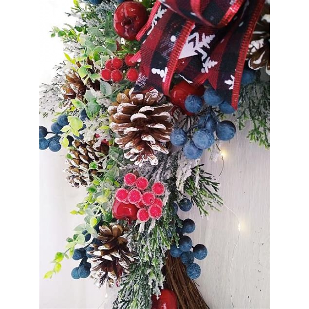 Венок хвойный новогодний Хвойный аромат резина 50см 201-1669