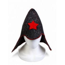Шапка для бани и сауны «Будёновка», полиэфир, шерсть, серая (Б413)