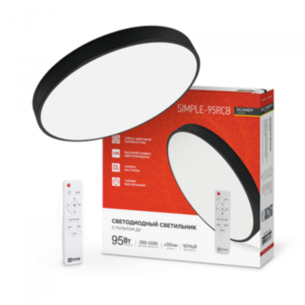 Светильник потолочный  светодиодный SCANDY SIMPLE-95RCB 95Вт 3000-6500К 500х50 с пультом ДУ 