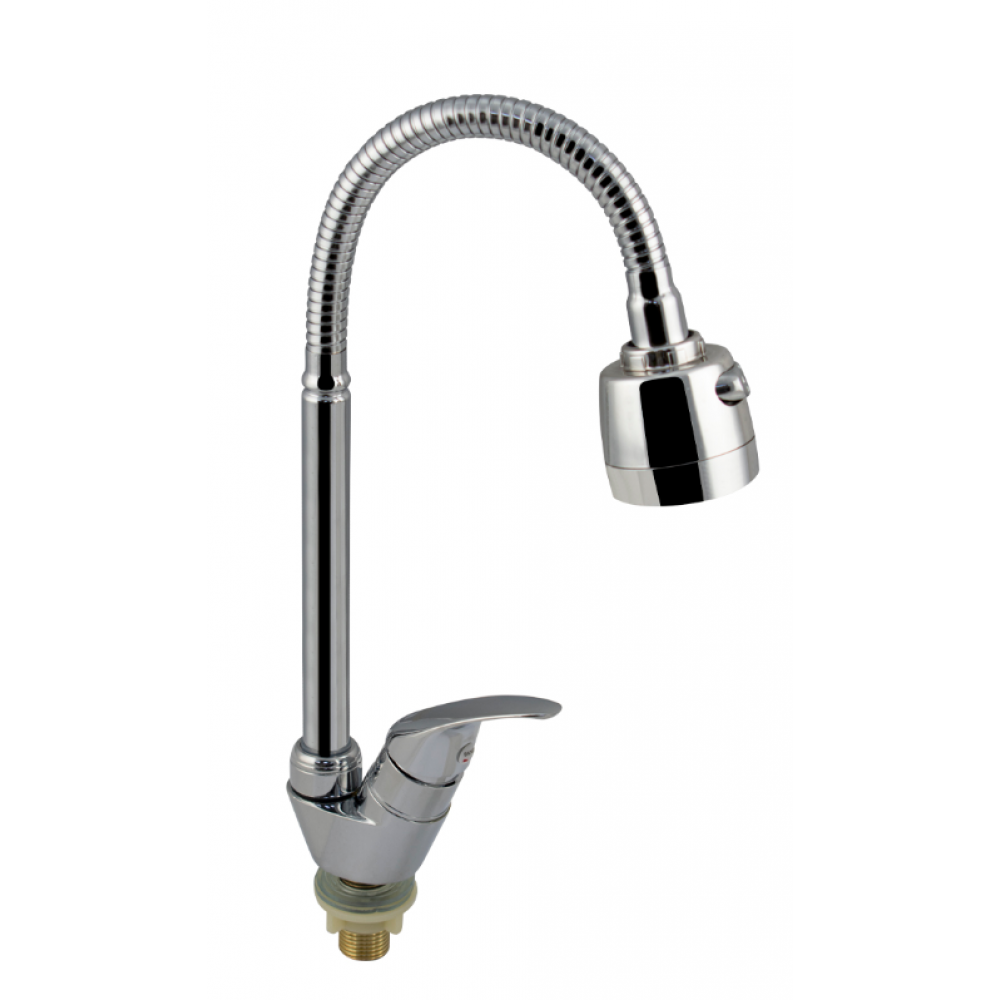 Кран на одну воду шаровый гибкий излив с двухрежимным аэратором (6508)