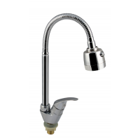 Кран на одну воду шаровый гибкий излив с двухрежимным аэратором (6508)