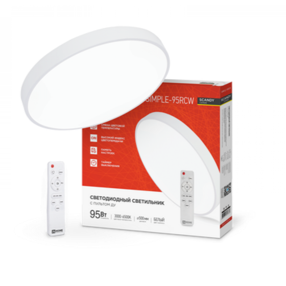 Светильник светодиодный SCANDY SIMPLE-95RCW 95Вт 3000-6500К 500х50 с пультом ДУ 
