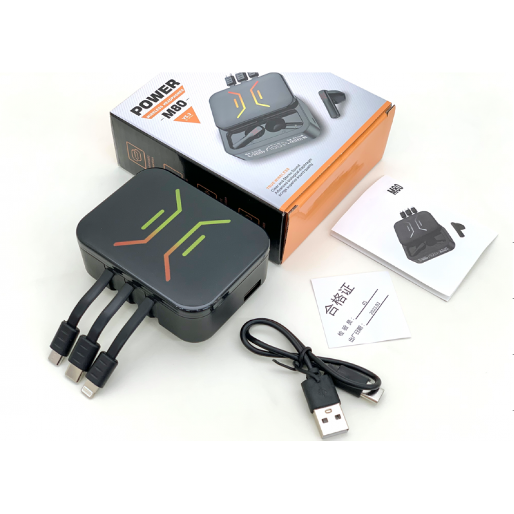 Наушники+ Power bank M80 Plus