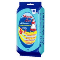 Салфетки влажные универс 6 в 1 House Lux №80