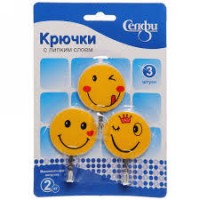 Крючки самоклеющиеся Смайлики 3шт 906-162