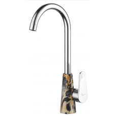 Смеситель для кухни PLSTART АБС высокий излив черно-коричнивый мрамор PL4001-25 ХХХ