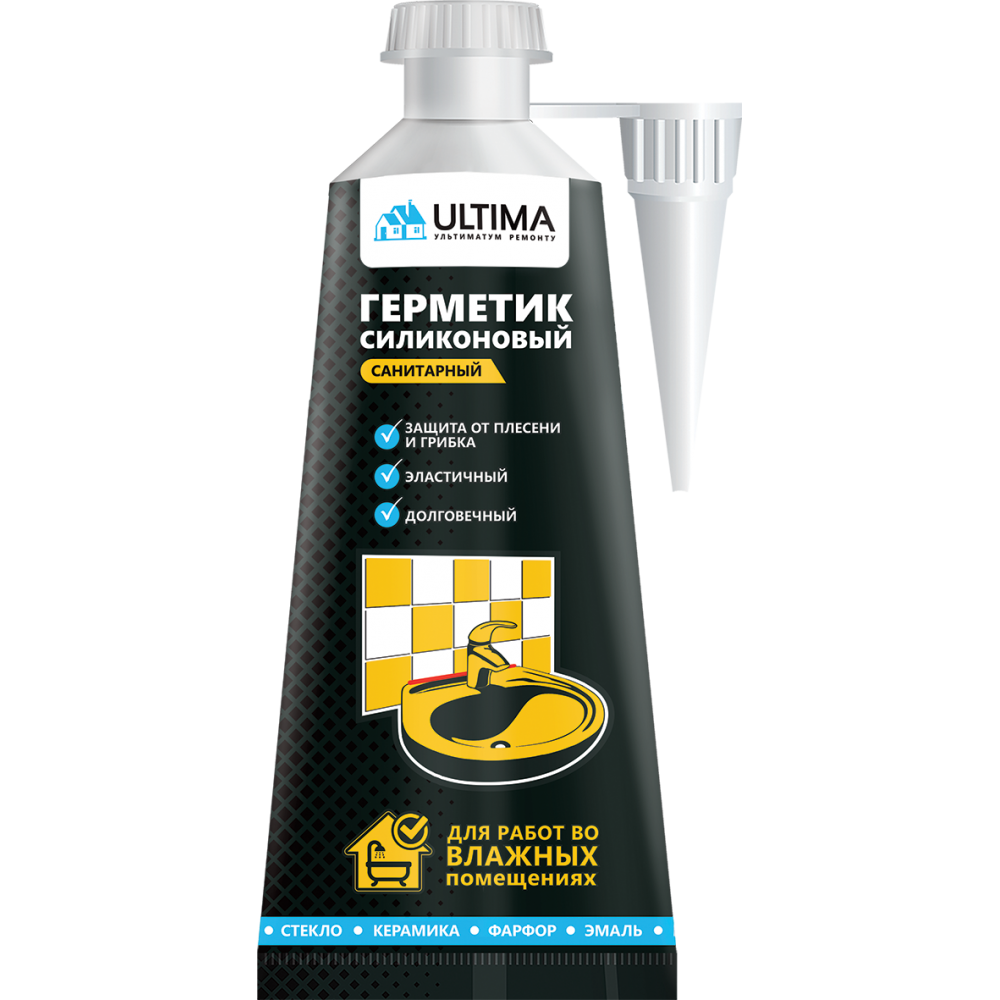 Герметик силиконовый санитарный белый Ultima S 80мл.
