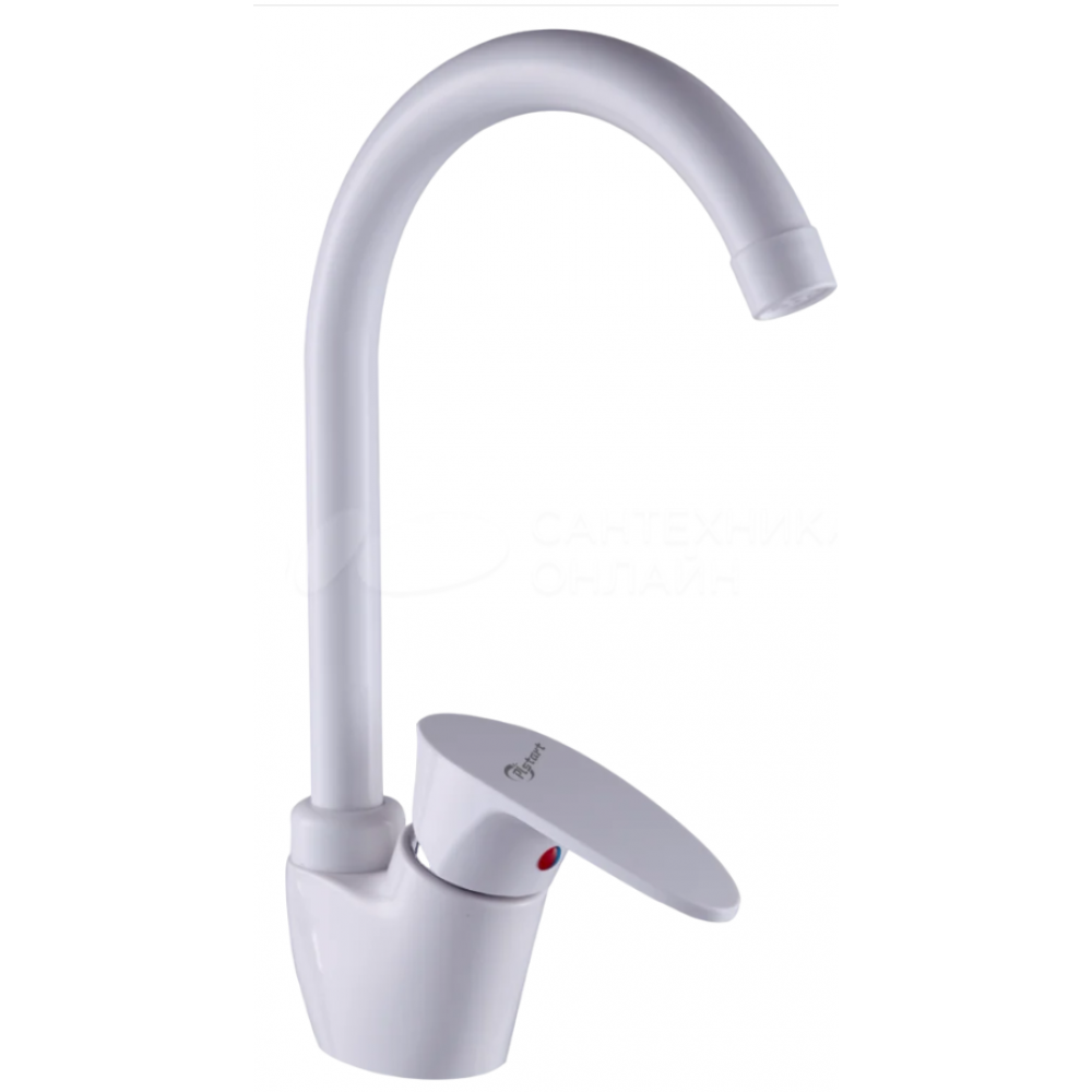 Смеситель для кухни PLSTART АБС высокий излив белый PL4105-8 ХХХ