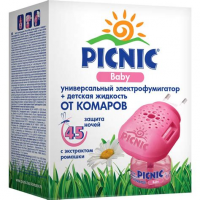Жидкость от комаров+фумигатор 45 ночей Пикник Baby