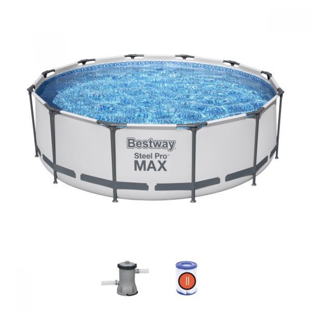 Бассейн каркасный круглый 366*100см + фильтр-насос(II) Steel Pro MAX Bestway(56260) 811-186