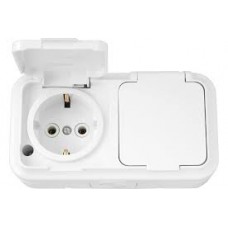 Розетка 2-я с/з наружной установки IP54 (РА16-303) белый