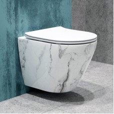 Унитаз K505MD подвесной белый мрамор безободковый EG070017 Унитаз K505MD подвесной белый мрамор безободковый EG070017