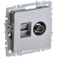 Розетка 1-я TV+RJ45 РТВ/РК12-БрА алюминий ИЭК 