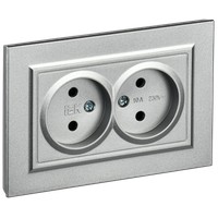 Розетка 2-я б/з РС12-2-БрА алюминий ИЭК