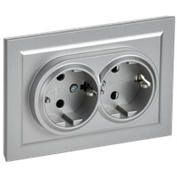 Розетка 2-я с/з РС12-3-БрА алюминий ИЭК