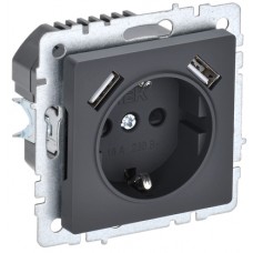 Розетка 1-я  с/з USB A+A 2,1А РЮш10-1-БрГ граф ИЭК