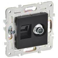 Розетка 1-я TV+RJ45 SK-A14B черный IEK