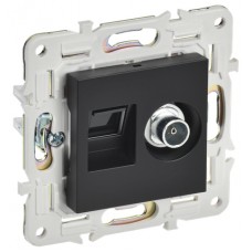 Розетка 1-я TV+RJ45 SK-A14B черный IEK