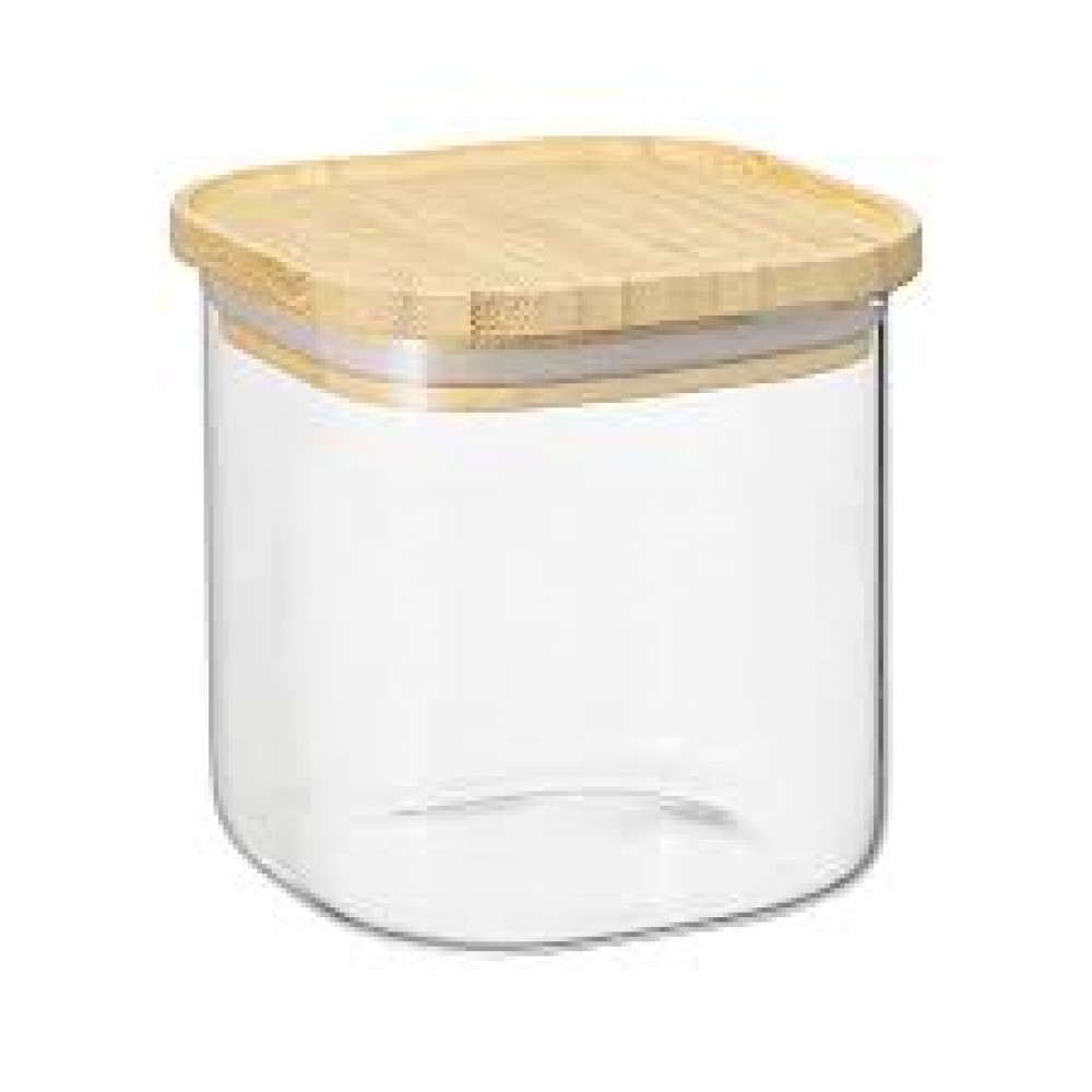 Банка с бамбук. крышкой Хай-тек 1000мл стекло квадрат 300-688