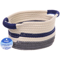 Корзина вязаная интерьерная с ручками МИРТА синий/белый 20х15х11см 756-465