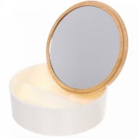 Зеркало-органайзер с бамбук. крышкой 14х14 БРАМИНГЕМ белый 656-234