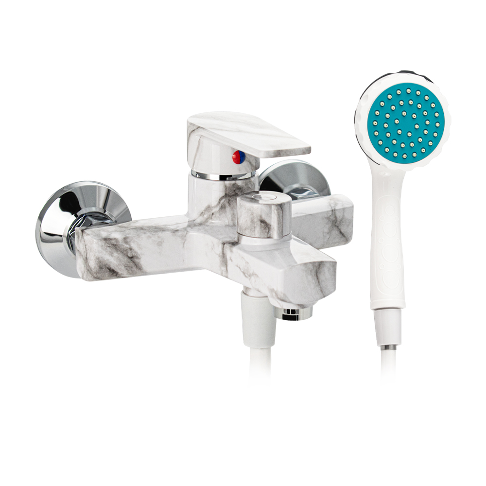 Смеситель для ванны из пластика АБС Белый Мрамор (586)