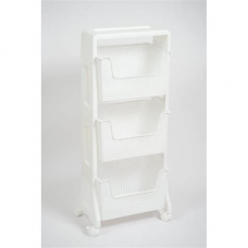 Этажерка 3 яруса Лофт на колесиках белый 770306