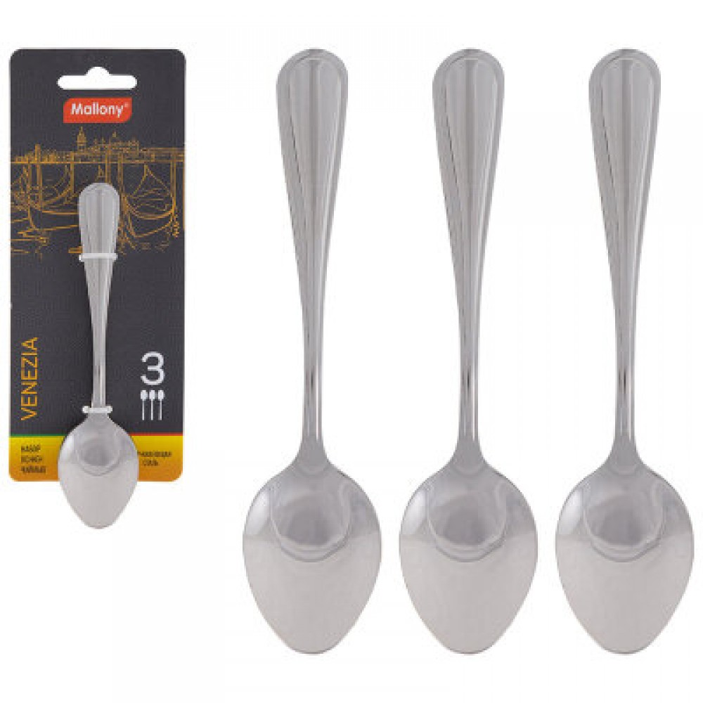 Ложка чайная Mallony VENEZIA набор 3шт 007228 Ложка чайная Mallony VENEZIA набор 3шт 007228