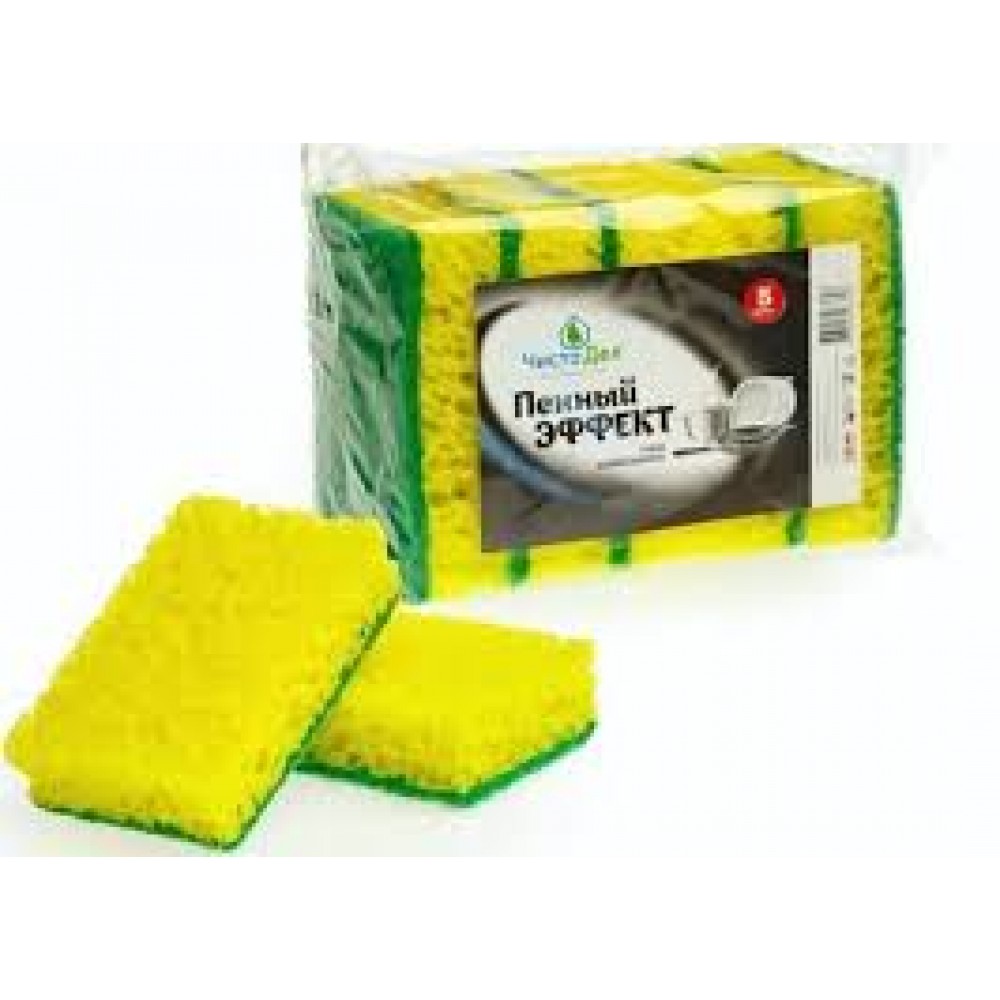 Губка для посуды ЧистоДел пенный эффект 5 шт 597-163 Губка для посуды ЧистоДел пенный эффект 5 шт 597-163