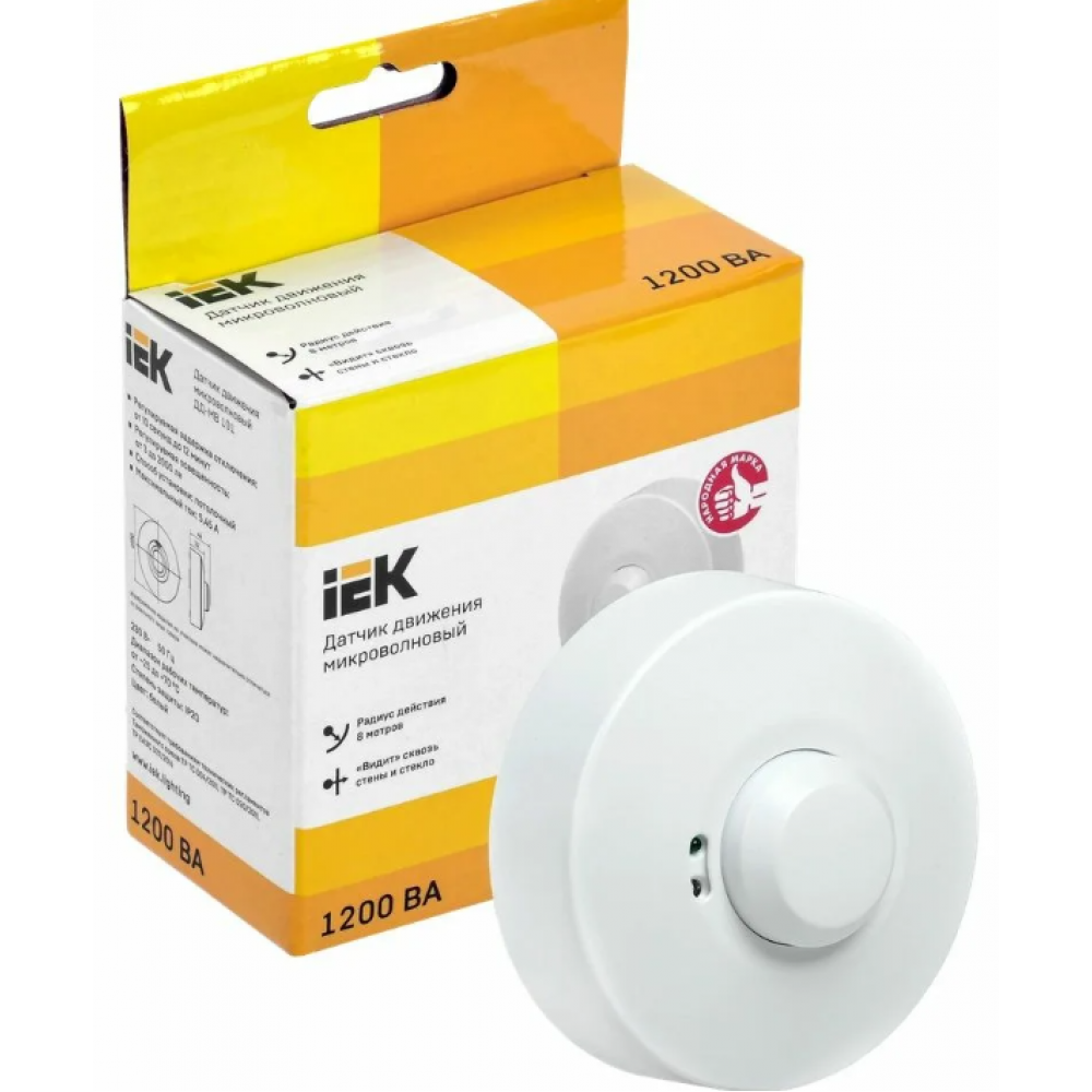 Датчик движения ДД-МВ 101 1200Вт 360 гр.8м белый Датчик движения ДД-МВ 101 1200Вт 360 гр.8м белый
