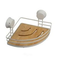 Полка настенная угловая Zenfort на присоске W7741-27BP металл/бамбук белый