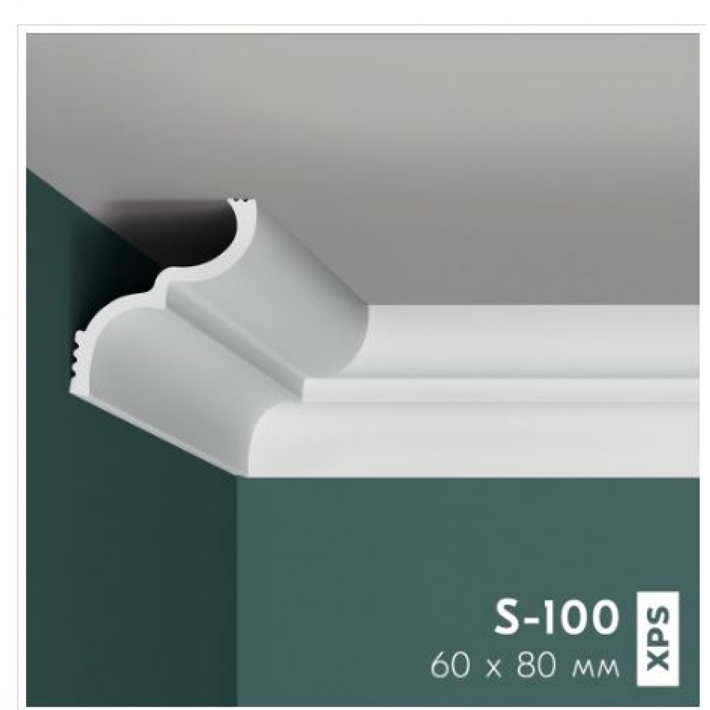 Плинтус потолочный  S100 (80*60 мм) ХХХ