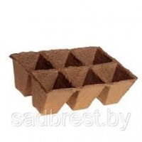 Торфогоршок  90*90 кассета 6 ячеек квадратн.