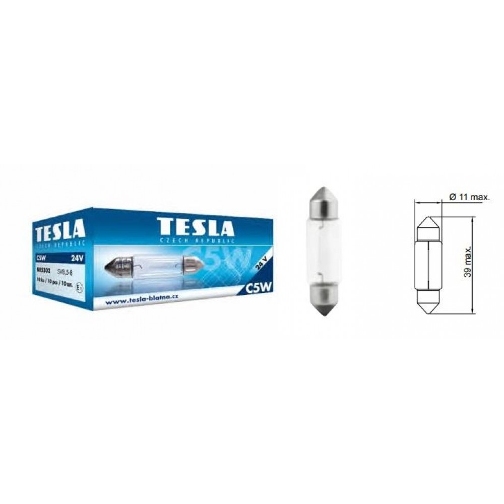 Лампа авто 24V C10W SV8.5-8 пальчик Tesla 
