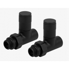 Кран радиаторный прямой + кран обратки Д=15 Royal Thermo PIANO черный 1422580